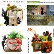 宮崎駿魔女宅急便黑貓吉吉魔女貓DIY花盆室內陽臺微景觀盆景盆栽