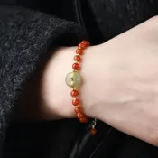MoonDy 手鍊 手串 南紅瑪瑙手環 串珠手鍊 瑪瑙手鍊 圓珠手鍊 兒童手鍊 玉手鍊 避邪手鍊 平安扣手串 女生禮物 送閨蜜 101