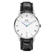 DW Daniel Wellington Dapper 時尚皮革腕錶-銀框/34mm(DW00100117)