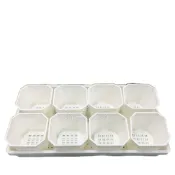 (店+)【蔬菜之家】景天八角多肉栽培組合4.5吋5號含景天八角盆4.5吋白色8個+育苗盤白色*1個