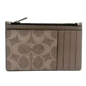COACH 男款C LOGO名片信用卡多卡夾零錢包(灰)