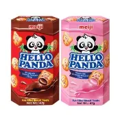 【Meiji 明治】貓熊夾心餅乾 巧克力/草莓口味(47g盒裝*3入) 兩入組