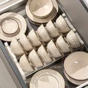 免運 可打統編 高品質碗碟套裝 日式復古碗盤筷組合 陶瓷餐具 碗筷盤子組合 喬遷禮品
