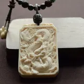 【潛龍】天然西伯利亞凍土層猛獁長毛象象牙化石龍牌幸運項鏈