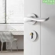 【LT】【精選】銀色實木門把手磁吸執手鎖具分體門鎖臥室室內門鎖房門鎖房間門鎖