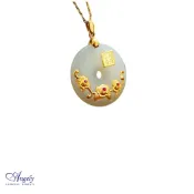 【Angely飾品】花開富貴金鑲天然和闐玉項鍊