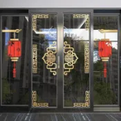 公司貨下殺價📣玻璃門裝飾防撞貼紙邊框美飾大門廚房推拉門陽臺中式燈籠窗花門貼*
