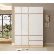 【直人木業】綠建材彩妝板溫馨系列純色衣櫃162公分(兩小抽四開門81公分+雙抽開門81公分)