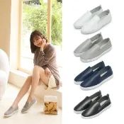 【FUFA Shoes 富發牌】素面微尖頭真皮懶人鞋-黑/白/深藍/灰 1BA73N(女鞋/女懶人鞋/小白鞋/真皮鞋)