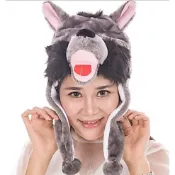 快樂商店-動物面具/動物裝扮/動物帽/大野狼/大野狼面具/大野狼帽子/大野狼裝扮/道具/絨毛大野狼頭套