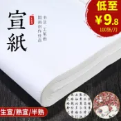 協貿國際日用品生活5館 宣藝齋毛筆書法作品練習書法專用書畫宣紙半生半熟生宣熟宣工筆畫小楷紙國畫仿古宣紙100張四尺對開宣紙批發
