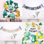 台灣✨ 出貨 ✨ -叢林風生日拉旗//恐龍派對/恐龍氣球/生日佈置/幼兒園慶生/壽星慶生/拍照道具/派對氣