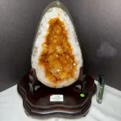 可以入❤️‍🔥水滴型黃水晶恐龍蛋💧水聚天心 3.575kg💜水晶洞 黃水晶 烏拉圭紫晶洞 恐龍蛋 黃水晶恐龍 A1772