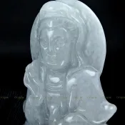 珍珠林~淨瓶蓮座觀音玉珮~A貨翡翠淡淡紫羅蘭緬甸玉#247