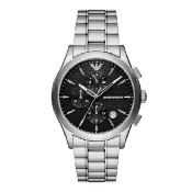 大高雄鐘錶城 EMPORIO ARMANI 亞曼尼 Paolo系列 AR11602 經典義式三眼手錶 黑面 42MM｜樂天領券現折★全館特惠中★指定刷卡回饋10%