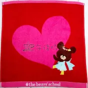 【午後時光】日本The Bear's School小熊學校-愛心小熊印花手帕/大方巾-紅色6002-C