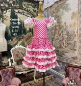 二手兒童佛朗明哥舞衣 春會服 粉色點點