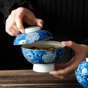 協貿國際日用品生活12館 中式創意帶蓋碗家用日式陶瓷蒸蛋碗甜品碗米飯碗燉盅碗特色餐具