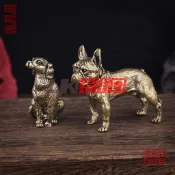 ☎️☎️黃銅古玩銅器桌面擺件鬥犬沙皮狗實心銅黃銅生肖茶寵擺件把玩收藏