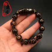 銀聯網日用品生活館 西藏天然瑪瑙天珠保真瑪瑙三眼九眼天珠手串男女款民族風天珠手串