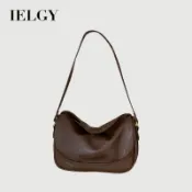 IELGY 美拉德復古單肩腋下包 百搭斜挎餃子包