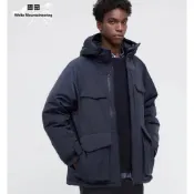 💫二手商品 超低價 Uniqlo x White mountaineering Hybrid 白山 羽絨 連帽 外套 藍