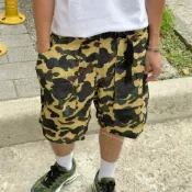 A BATHING APE 迷彩 CAMO 工裝短褲 皺褶感 防撕裂 經典【Insane-21】