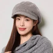 【AnnaSofia】純羊毛報童帽騎士帽貝蕾帽毛帽-立體柔呢100%WOOL 現貨(霧灰系)