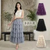 【巴黎精品】多款韓版A字裙子中長裙洋裝網紗裙傘裙寬鬆休閒大尺碼女裝(多層次大擺網紗蛋糕裙6色k2bb8 A)