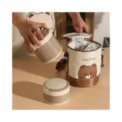 (店+)拾光良品 戶外野餐圓形圓桶保溫飯盒上班族手提袋燜燒便當袋飯桶袋卡通