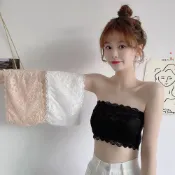 (店+)【D.studio】韓版蕾絲花邊防走光背心無肩帶背心 平口背心 小可愛 衣服 運動背心 短版背心【V471】