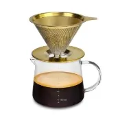 【Driver】鈦黃金流速MOKA濾杯壺組 1-2cup(咖啡壺 咖啡濾杯 耐熱玻璃壺 手沖咖啡 送禮推薦 咖啡禮盒)