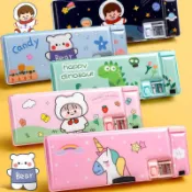 🌸買3個送1個🎁雙面多功能筆盒 雙層鉛筆盒兒童國小生大容量 雙層塑料筆盒（14款可選）文具盒 筆袋 交換禮物