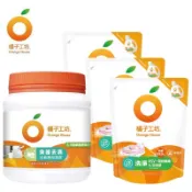 【HOTAI購】🔥居家清潔組【橘子工坊】食器妙用清潔粉450g+天然制菌洗衣精1500mlx3包