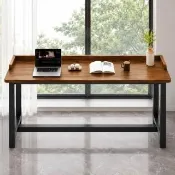 北歐實木簡約長桌 100*40*105cm 高腳桌 工作桌 餐桌 靠窗桌 木紋桌面 鐵藝桌腳（居家餐桌 辦公桌）
