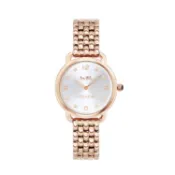 COACH | Delancey Slim系列 玫瑰金殼 銀面 小馬車 小錶徑鋼帶腕錶 女錶 手錶-14502783