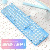 森活選物 【復古少女粉】機械鍵盤 鍵盤滑鼠套裝 青軸鍵盤 圓鍵鍵盤 遊戲鍵盤 打字鍵盤 有線鍵盤 可愛風 復古打字機造型 辦公電競兩用