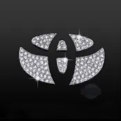 【環球購新品】Bling 水鑽汽車方向盤鑽石徽標貼紙水晶標誌裝飾戒指貼花為豐田 Tesla Ford 現代本田
