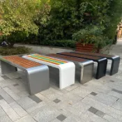 公園椅戶外長椅防腐塑木凳子公共座椅室外休息條凳不銹鋼戶外椅子 公園椅 戶外椅 露營椅 長椅 長凳 長條椅 KSV4