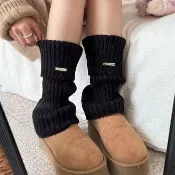 隔日達 JK少女針織堆堆襪套 秋冬季加厚保暖襪 寬鬆腿套 日系百搭 金屬標襪套 y2k辣妹小腿襪 顯瘦腿襪 慵懶堆堆襪