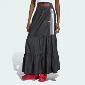 【adidas 愛迪達】單寧長裙(KY8114 女款ORIGINALS休閒牛仔蛋糕長裙 黑色)