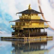 ◎MARS益智玩具◎ 彩色版-日本金閣寺◎3D立體金屬拼圖 (創意diy金屬模型-蝕刻片-金屬拼裝玩具)