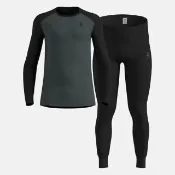 【ODLO】男 Active Warm Eco 銀離子保暖型內層衣褲組.長袖.休閒運動(196702-61001 黑/都會綠)