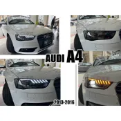 小亞車燈＊奧迪 AUDI A4 13 14 15年 B8.5 HID版 魚眼 R8光柱 跑馬黑底 黑框 大燈 台灣製