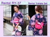 【CrownFB浴衣出租專區】[Rental 浴衣RY-37] 藍色底薔薇花浴衣出租款