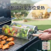 💖臺灣精選💖滾筒烤籠、圓筒燒烤網籠、旋轉烤肉籠、滾動烤肉網、BBQ 滾筒網、食品級不鏽鋼烤肉筒、加厚網面滾筒 可滾動