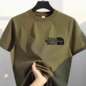 男士迷彩短袖T恤 炫酷迷彩風!軍綠色200g重磅純棉短袖T恤復古顯白橄欖綠半袖男女 迷彩排汗T 迷彩短袖內衣 降溫衣