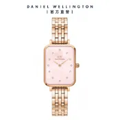 【Daniel Wellington】DW 手錶 Quadro Lumine 20X26 星辰貝母盤珠寶式錶鍊-粉錶盤