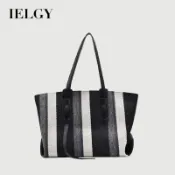 IELGY 帆布托特包 撞色韓版百搭菜籃子購物袋
