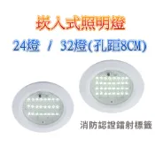 消防署認證LED緊急照明燈超薄型崁入式小嵌燈24顆37顆 SH-24S-AS SH-32S-AS孔距8CM 蝦皮代開發票